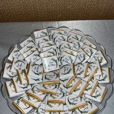 50 Personalised Chocolate Wedding Favours, Personalised Chocolates