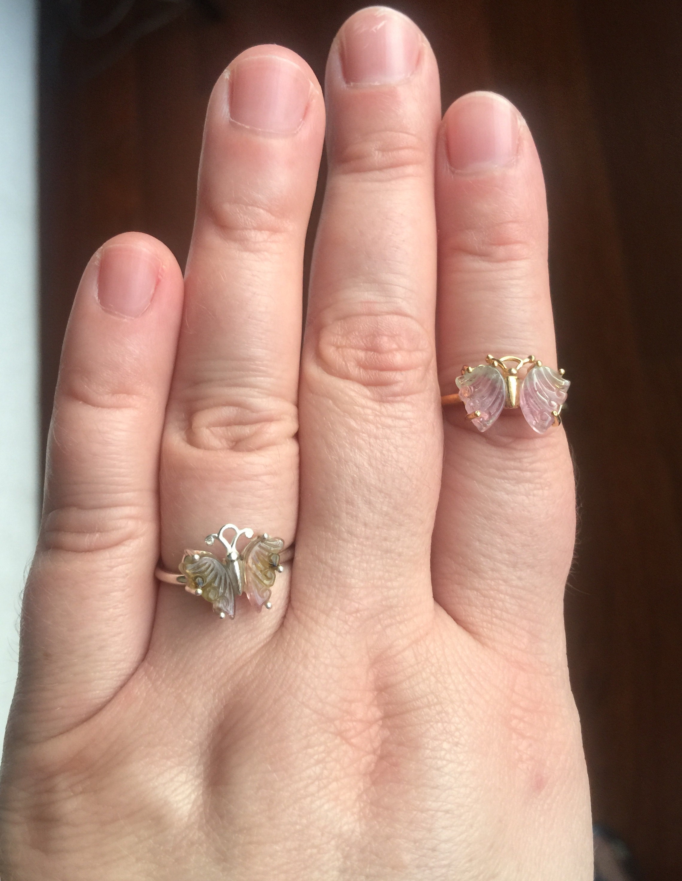 Butterfly WATERMELON TOURMALINE Ring SIZE 7 / Silver Watermelon