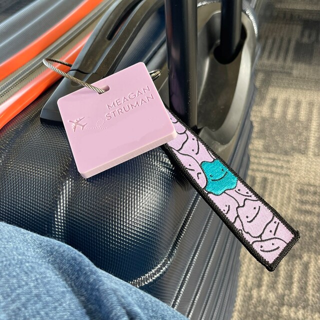 Happy Blob Embroidered Tag Keychain - Jet Tag Keyring Purple