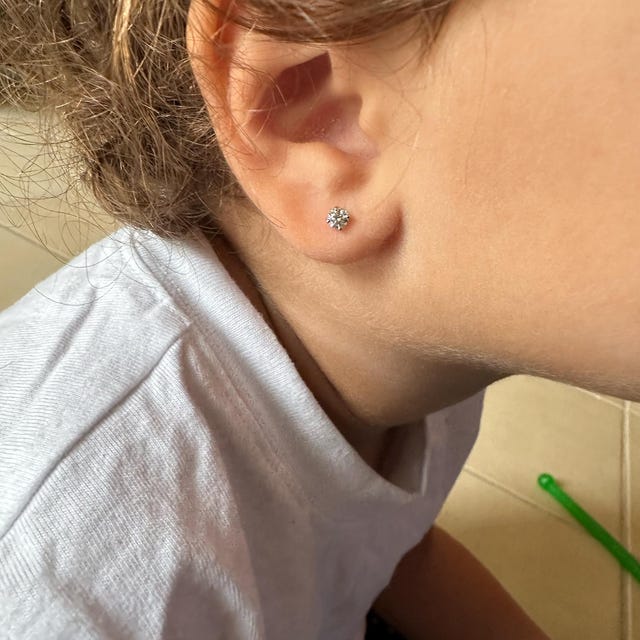 Diamond Earrings for Baby, Diamond Stud Baby Earrings, 14K Genuine