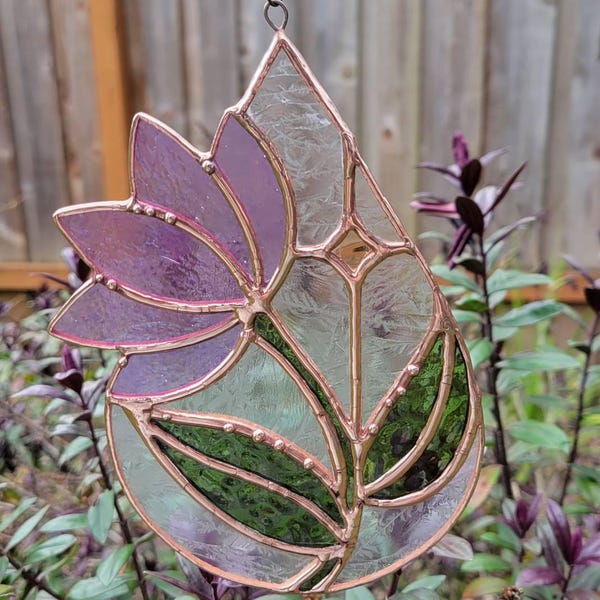 Botanical Drop Stained Glass Pattern. Beginner Stained Glass Pattern ...