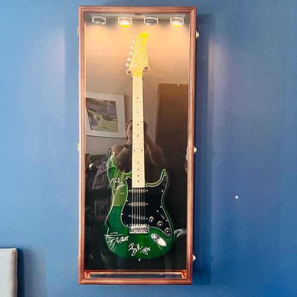 Guitar Display Case Cabinet Wall Rack For Fender Bass Acoustic W/98% UV Protection Lockable (w/ Optional LED Spotlights) - Norway