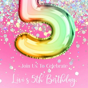 5th Birthday Invitation Editable Pink Stars Birthday - Etsy