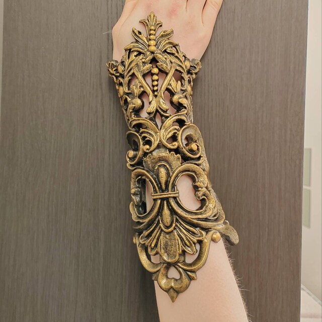 Gold Filigree Latex Bracers Metallic Rubber Gothic Steampunk