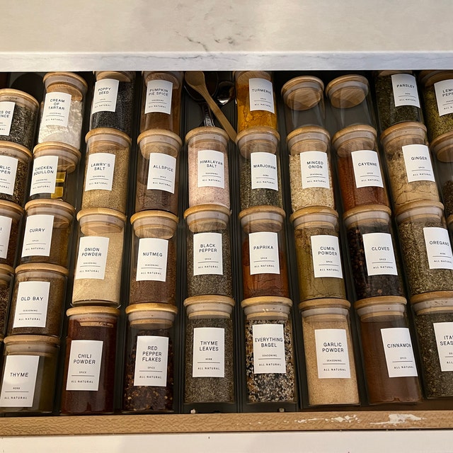 160 Minimalist White Spice Labels. Preprinted Modern Farmhouse