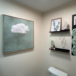 Sage Green Cloud Wall Art, Square Canvas Print, Abstract Art Print, Minimalist, Large Wall Art, Living Room Decor, Framed Wall Art, Neutral