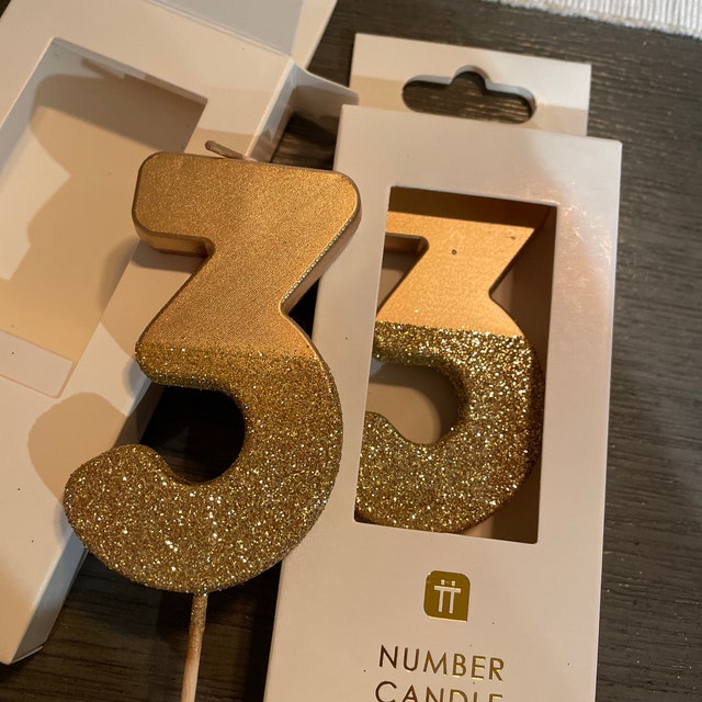 Velas De Números 3D Con Purpurina Dorada - Juego Del 0 Al 9, Para Tartas De Cumpleaños, Bodas, Aniversarios