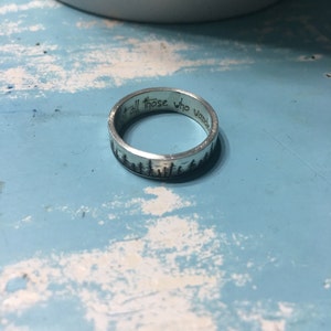 Personalized Silver Ring, Graduation Gift Gifts, Wedding Band, Forest Jewelry, Engraved Ring, Pine Tree Ring, Nature Accessories