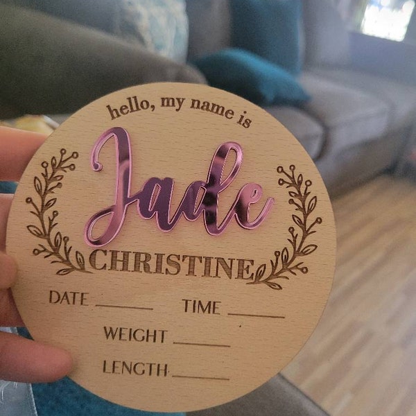 Personalized Baby Name Announcement Sign – Custom 3D Wood Birth Sign ...