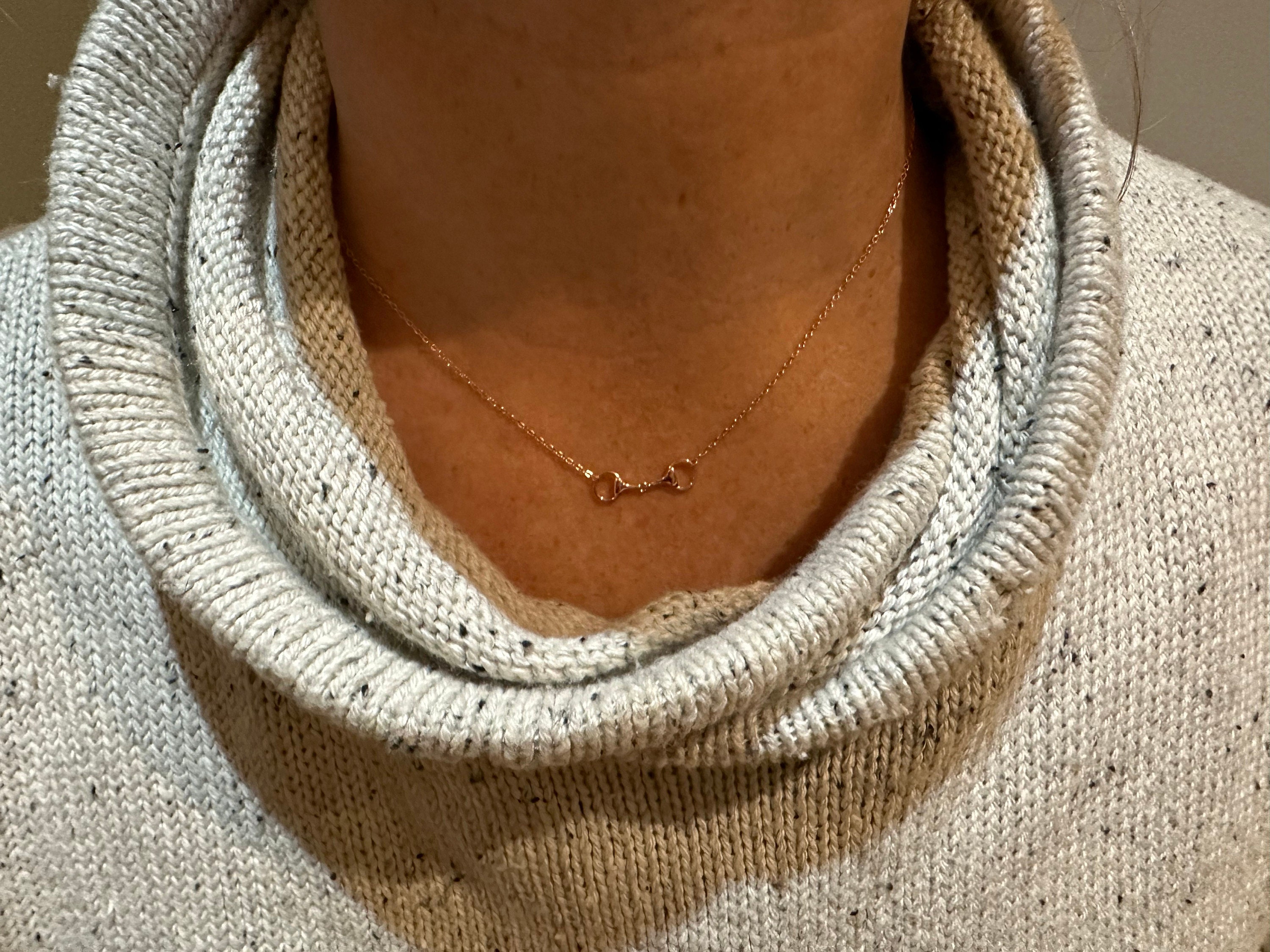 Snaffle Bit Necklace in Sterling Silver, Silver or Gold, Horse Necklace, Horse Charm, Horse Gift, Horse Jewellery