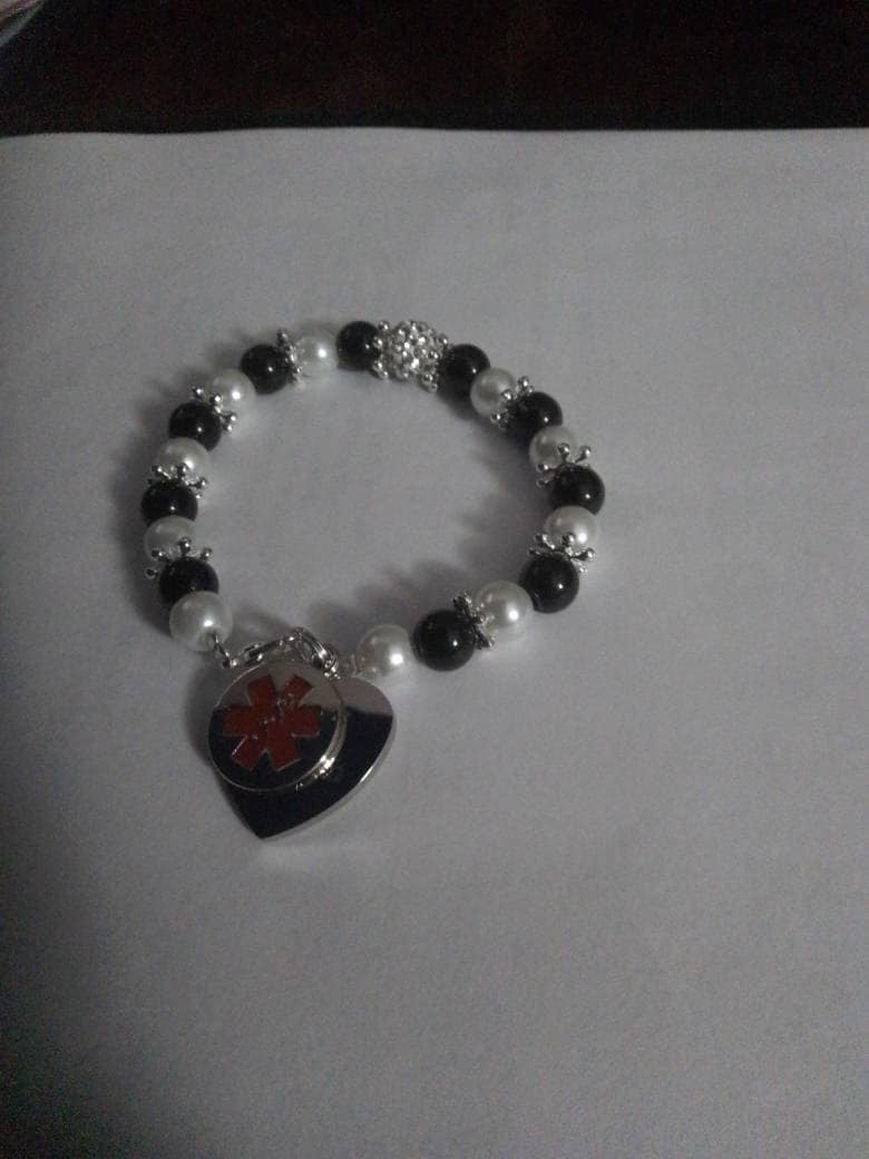 Personalised Handmade Medical ID Bracelet for Women, Medical Alert Bracelet for Kids, Diabetes Type 1 2, Epilepsy, Autism, Warfarin, Allergy