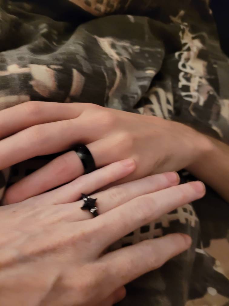 Orion Nebula Ring Set, Matching Promise Rings for Couples, Blue Sandstone Rings Engagement Ring Anniversary Gift.