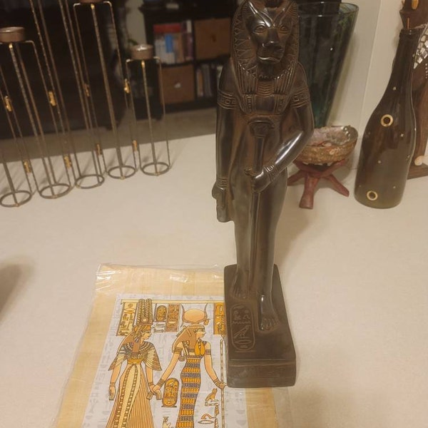 Statue of Goddess Sekhmet Black Standing Large Solid Heavy Ancient ...