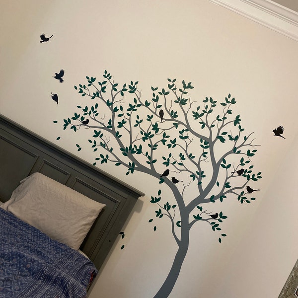 Wall Decal Large Tree Decals Huge Tree Decal Nursery With Birds White ...