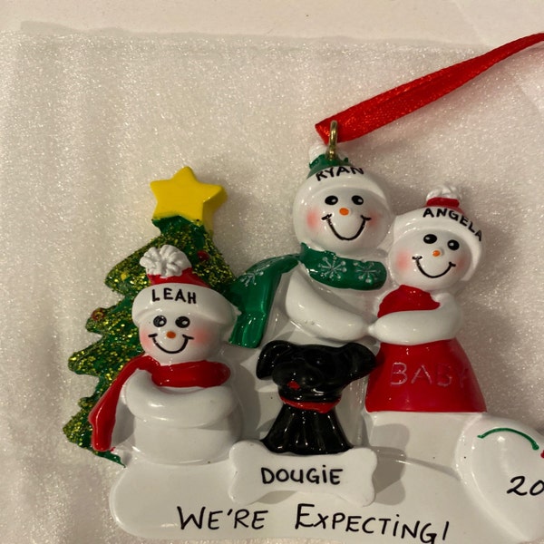 Expecting Snow Family of 3 Personalized Christmas Ornament - Waiting ...