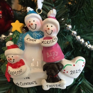 Expecting Snow Family of 3 Personalized Christmas Ornament - Waiting ...