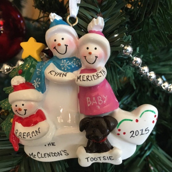 Expecting Snow Family of 3 Personalized Christmas Ornament - Waiting ...