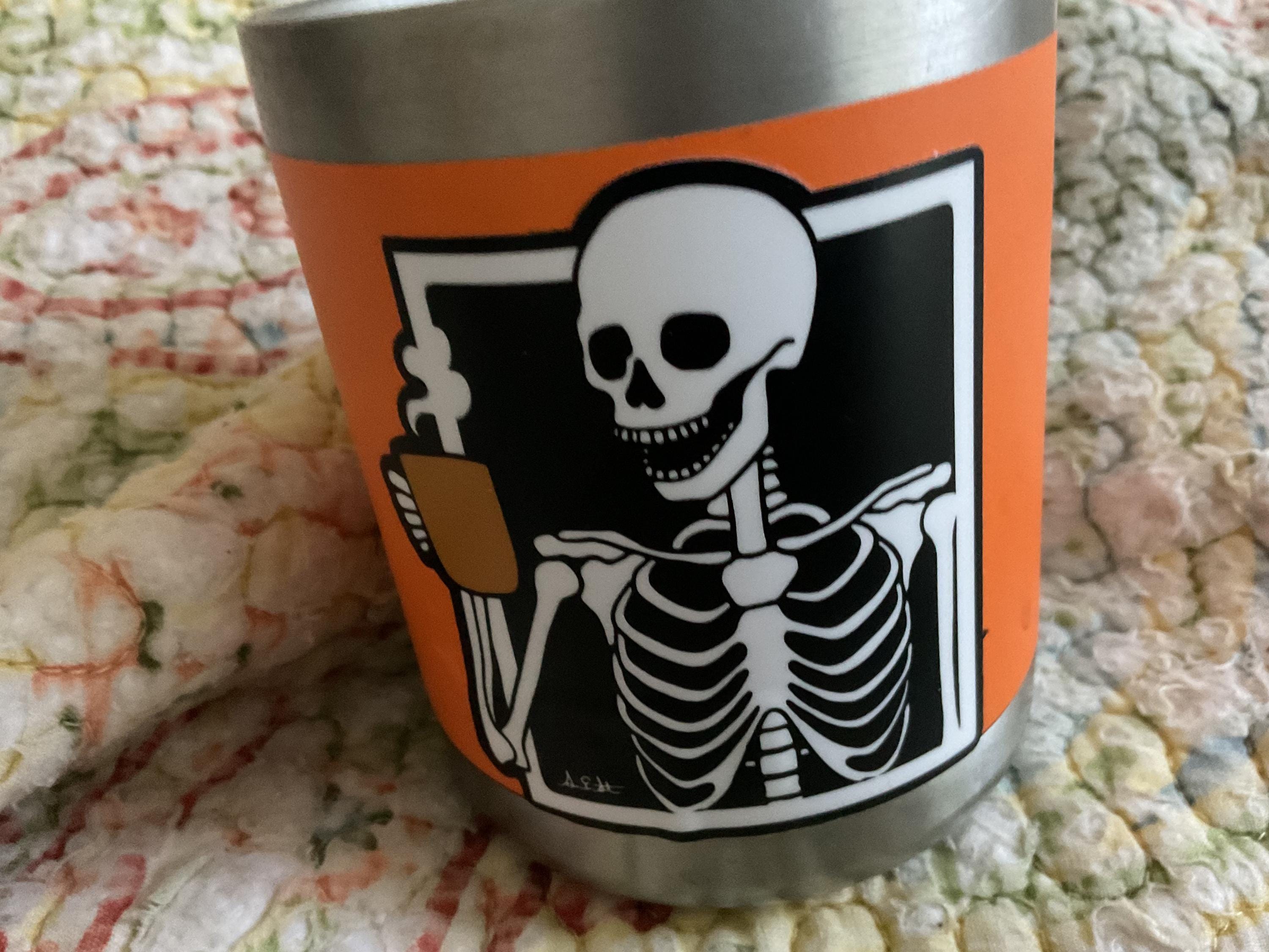 Skeleton Drinking Coffee Durable Sticker | High Quality Bumper Sticker | Laptop sticker | Water Bottle Sticker | 3&quot;