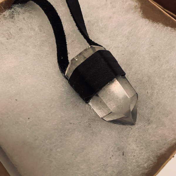 Quartz Leather Wrapped Necklace - Etsy