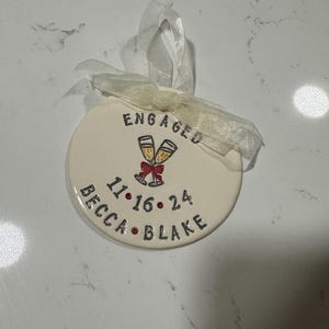 Engagement Ornament Personalized for Future Mr & Mrs | Ceramic Engaged Ornament | Wedding Ornament | Champagne Engagement Celebration