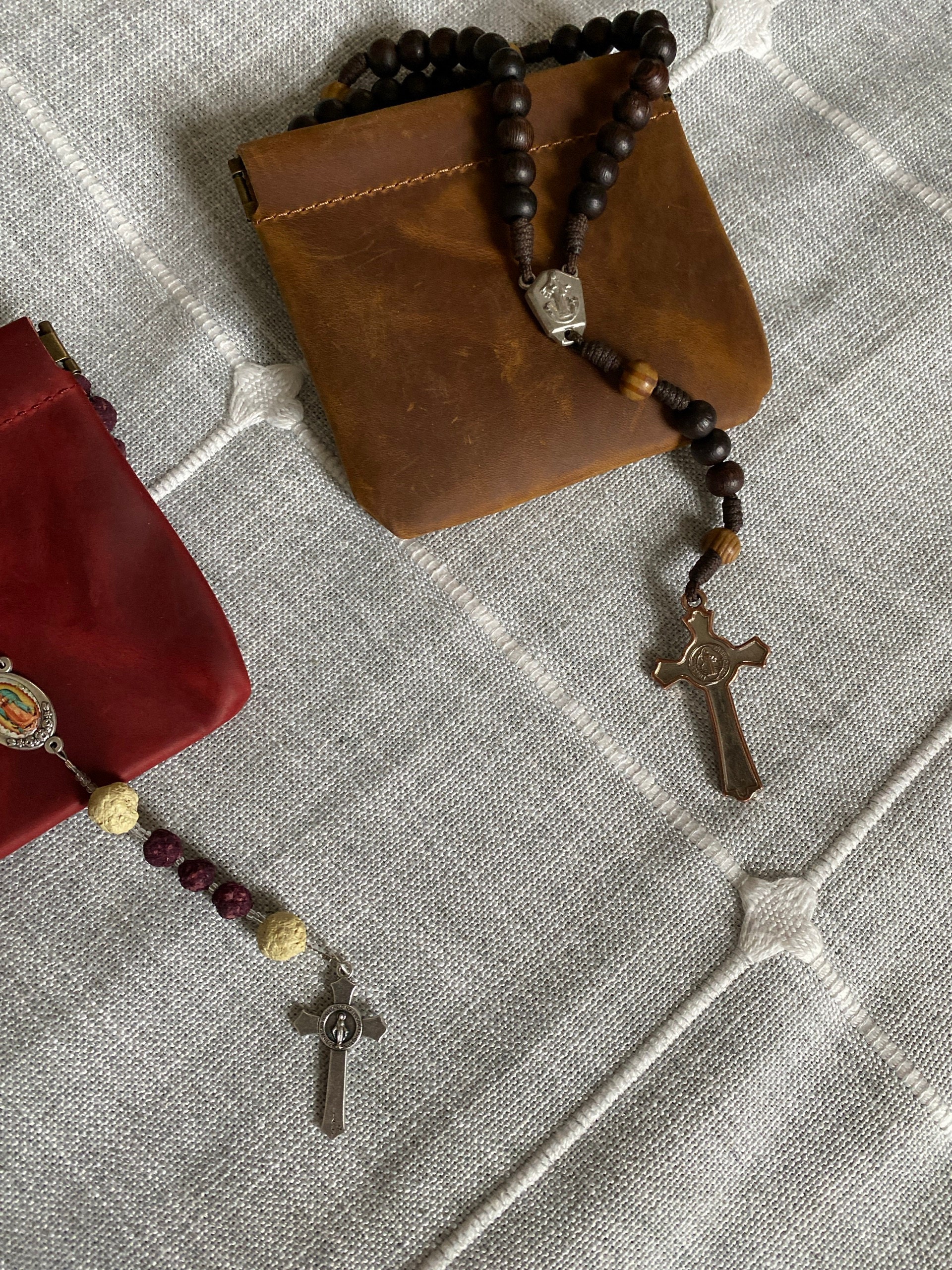 Personalized Leather Rosary Pouch | Perfect 1st Communion and Confirmation Gift, Valentine&#39;s day gifts