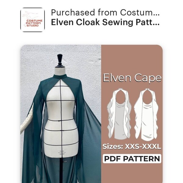 Elven Cloak Sewing Pattern Fantasy Shrug Pattern Fairy Bolero A0 A4