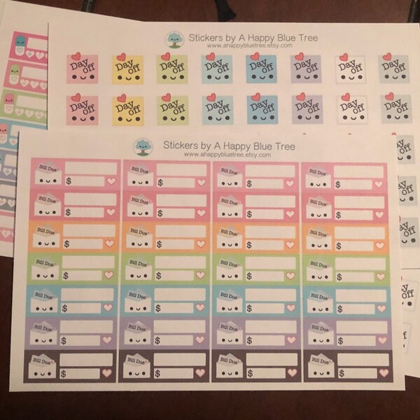Happy Day off Reminder Tracker Cute Kawaii Planner Stickers for Erin ...