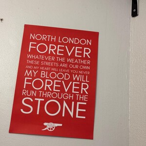 North London Forever Poster | Arsenal “the Angel” Lyrics Print