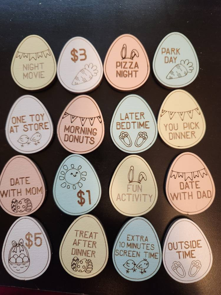 Easter Egg Tokens, Easter Hunt Game For Kids, Reward Tokens, Children Easter Outdoor Game, Easter Basket Tokens, Wooden Hunting Tokens