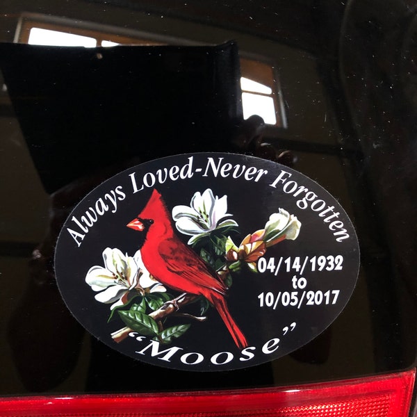 In Memory of Personalized Vinyl Decal Cardinal Theme Always Loved Never ...
