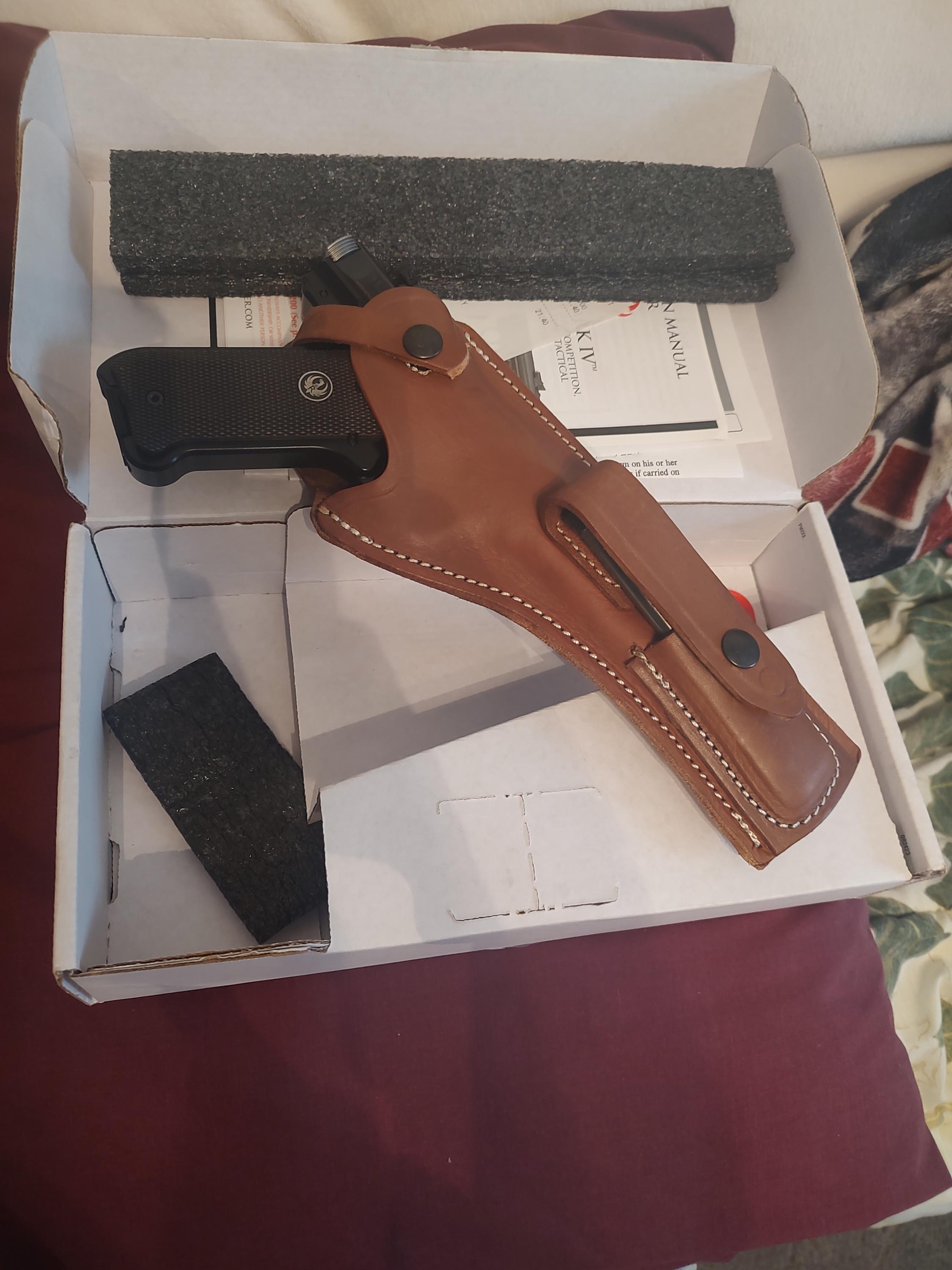 Ruger Mark I II III IV Tanned Leather Holster w Magazine Pouch Mk & Standard 4.75, 5.5, 6, 6.88 Barrels