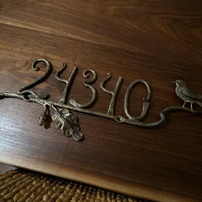 Personalized House Number Plaque, Custom Rustic House Number Oak, Metal ...