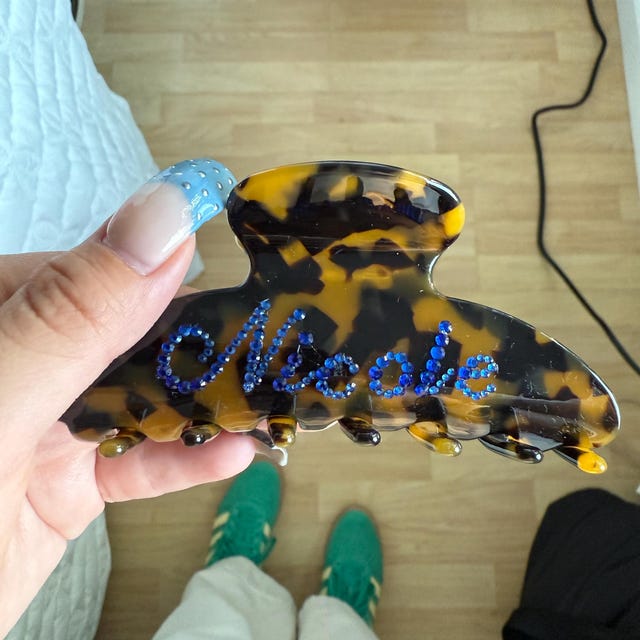 Bimba y lola Tortoise Shell Hair Clip with Colorful Rhinestones New Tortoiseshell With Crystal Floral Rhinestone 3 1/2  main image 3
