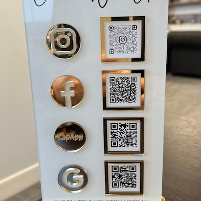 QR Code Display Sign Acrylic, Lets Get Social, Social Media Sign, Three