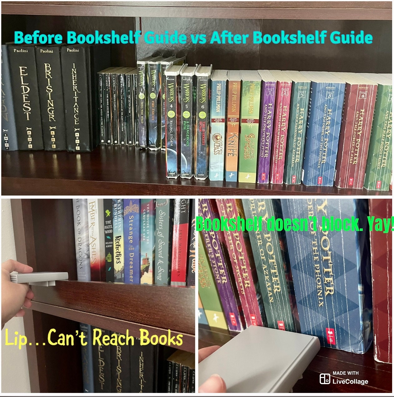 Bookshelf Guide - Straighten Bookshelf | Book Aligning Tool | Bookshelf Alignment Tool | Bookshelf Organizer | Bookshelf Guide - Align Books