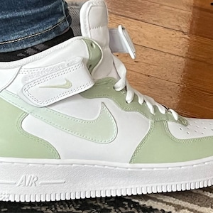 Custom Nike Air Force 1 Mid – “Sage Avocado Green Tea” Custom Nike Air Force 1 Mid Sage Avocado Green Tea - Etsy main image 3
