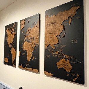 世界地図プッシュピンウォールアート（無料ピン付き）、コルク世界地図