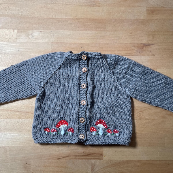 PDF Knitting Pattern, Toadstools Embroidered Cardigan With Video ...