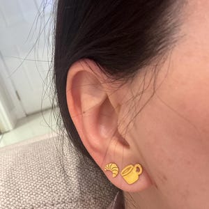 Customer photo, Croissant Stud Earrings