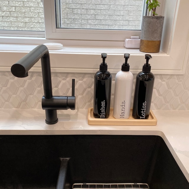 DIY Woodburned Kitchen Soap Dispenser Tray for Hands and Dishes