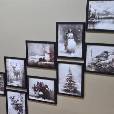 Christmas Winter Print Set Rustic Snowy Gallery Wall 10 Prints ...