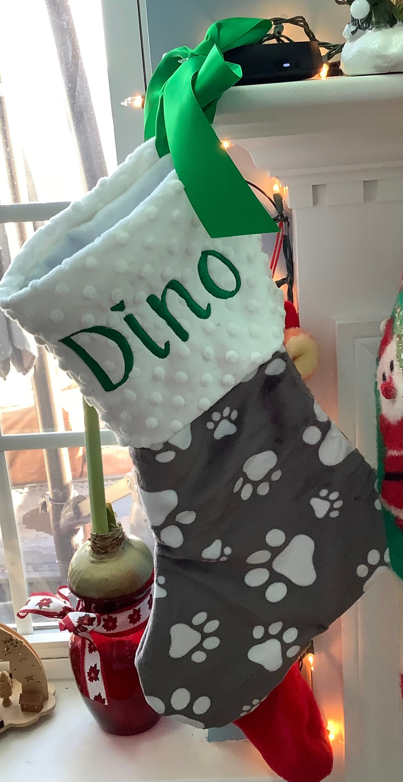 Paw Print Dog Stocking, Dog Christmas Stocking, Paw Print Christmas Stocking, Personalized Pet Christmas Stocking, Dog Christmas Stocking