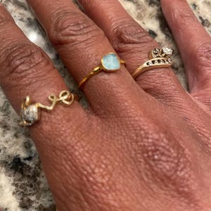 Customer photo from Denisha, Dainty Raw Aquamarine Ring, March Birthstone Crystal Ring