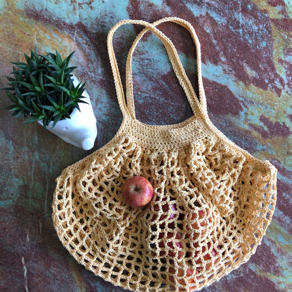 Crochet Pattern // Net Bag Market Tote Grocery Mesh String // French ...