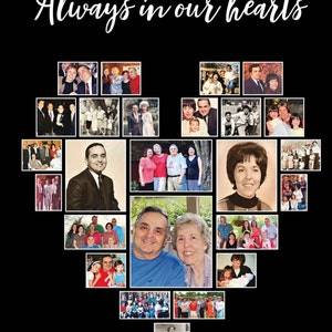 Funeral Photo Display Set Memorial Poster Heart Collage Template ...
