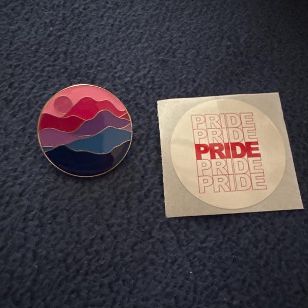 Bisexual Pride Enamel Pin: Subtle Bisexual Mountain Landscape Design ...