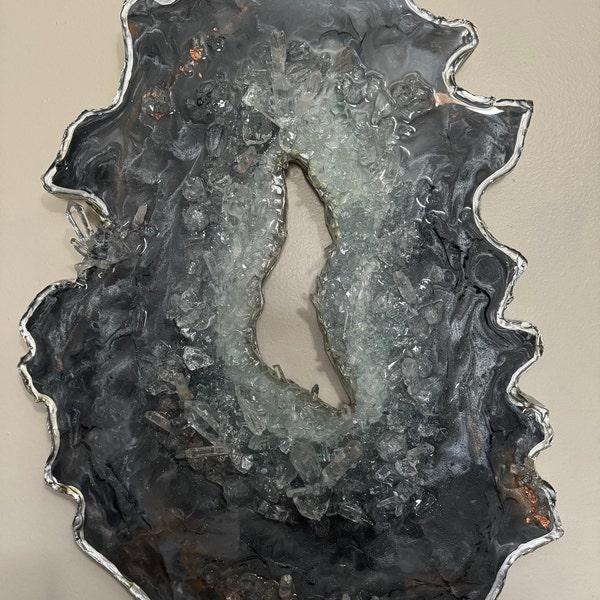 Made 2 Order, Irresdescent Geode,opal,rock Edge,resin,geode Art,geode ...