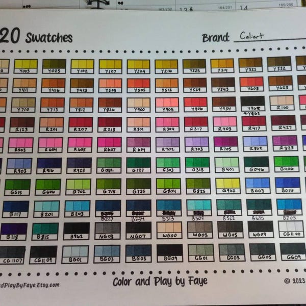 120 Marker Swatch Chart | DIY Printable PDF Color Chart Swatch Page ...