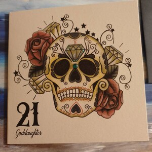 BEST DAD EVER Pirate sugar skull tattoo handmade Father/'s Day card