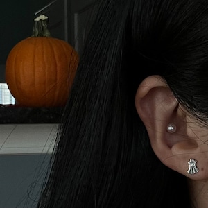 Customer photo, Ghost Stud Earrings